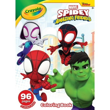 Crayola Spiderman Coloring Book with Stickers, Easter Basket Stuffers for Kids, 96 Pgs, Gifts for Kids