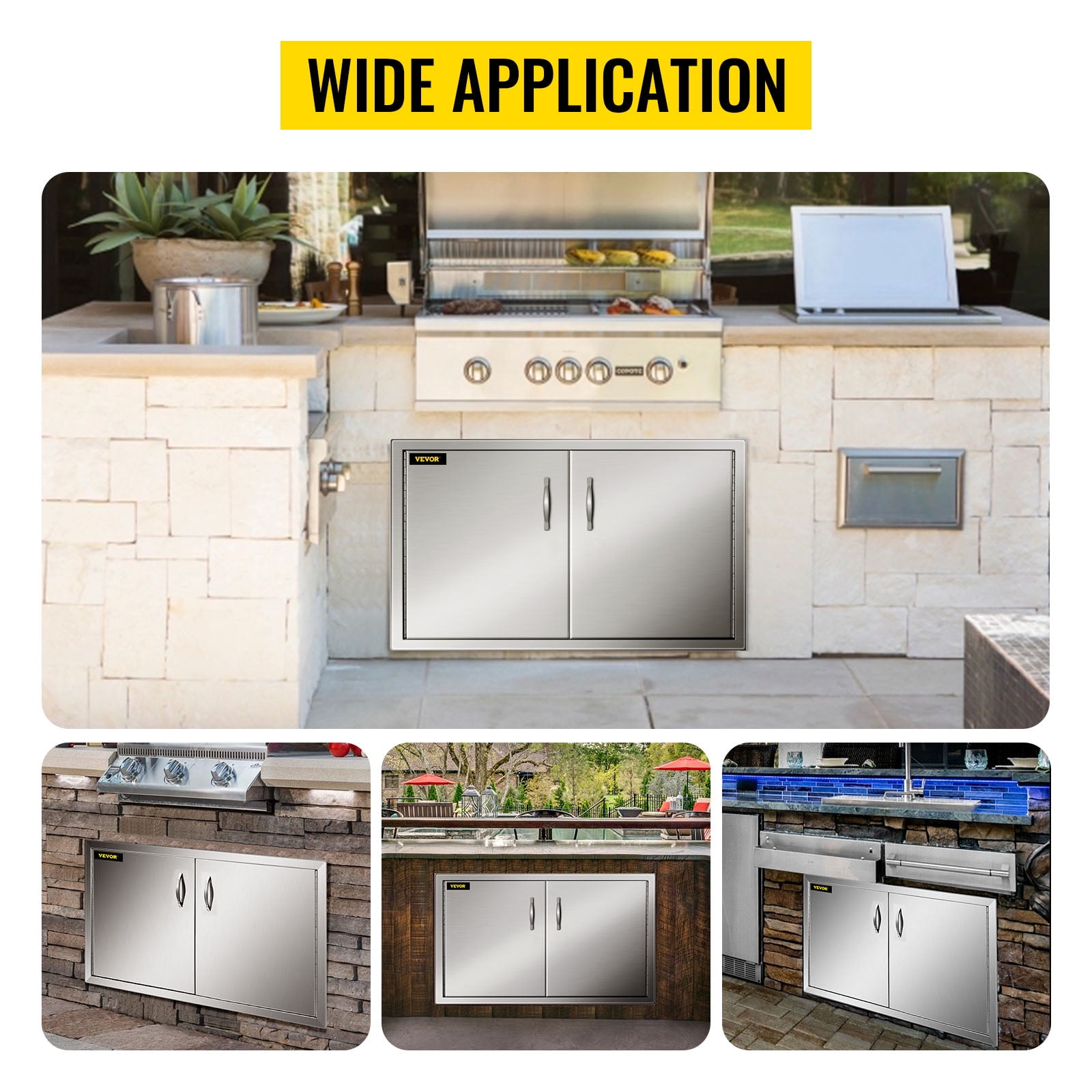 PRIBCHO Outdoor Kitchen Doors 28W x 19H BBQ Access Door Wall Construction Stainless Steel Door for Outdoor Kitchen Grilling Station or Commercial BBQ Island 