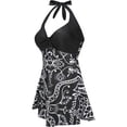 thumbnail image 2 of HDE Women Swim Dress Tummy Control One-Pieces Swimwear Black White 18, 2 of 7