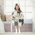 thumbnail image 7 of FORMRS Wearable Blanket Hoodie with Sleeves for Kids Cozy Flannel Sweatshirt, White Cute Cats, 7 of 7