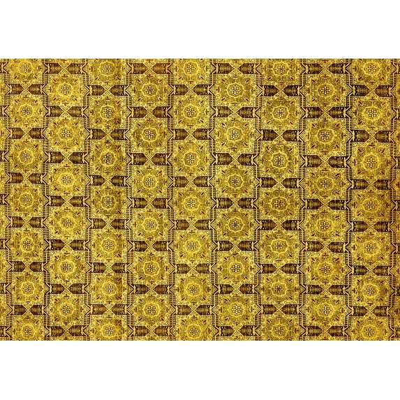Ahgly Company Indoor Rectangle Abstract Yellow Modern Area Rugs, 6' x 9'