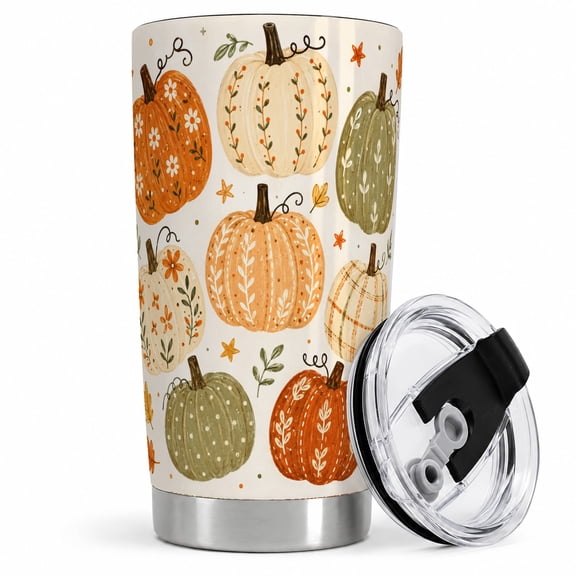 Fall Pumpkin Tumbler, 20oz Stainless Steel Insulated Drinkware for Travel