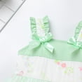thumbnail image 5 of IWEMEK Toddler Girl's Dress Green Floral Printed Casual Dressy Tulle Tutu Trendy Summer Sleeveless Dress with Zipper, 5 of 6