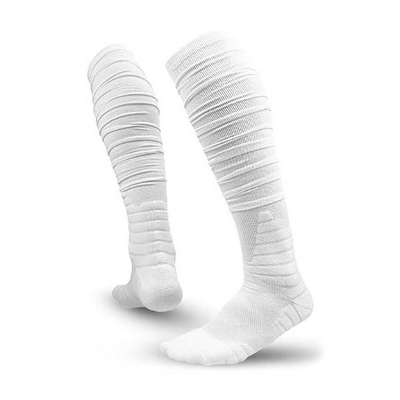 AUQ Soccer Socks,Stretchable Sock Mouth Youth Soccer Socks,Breathable Mesh Football Socks,White