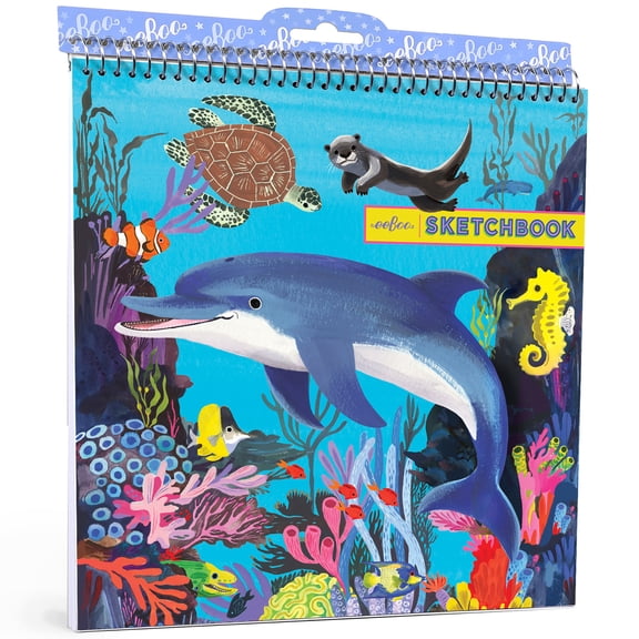 eeBoo: Sketchbook– Sea Life - Aquatic Animal Spiral Bound Pad, Color & Drawing Paper, 60 Pages, 8.5x11", Eco-Friendly, Portable, Kids Art Supplies