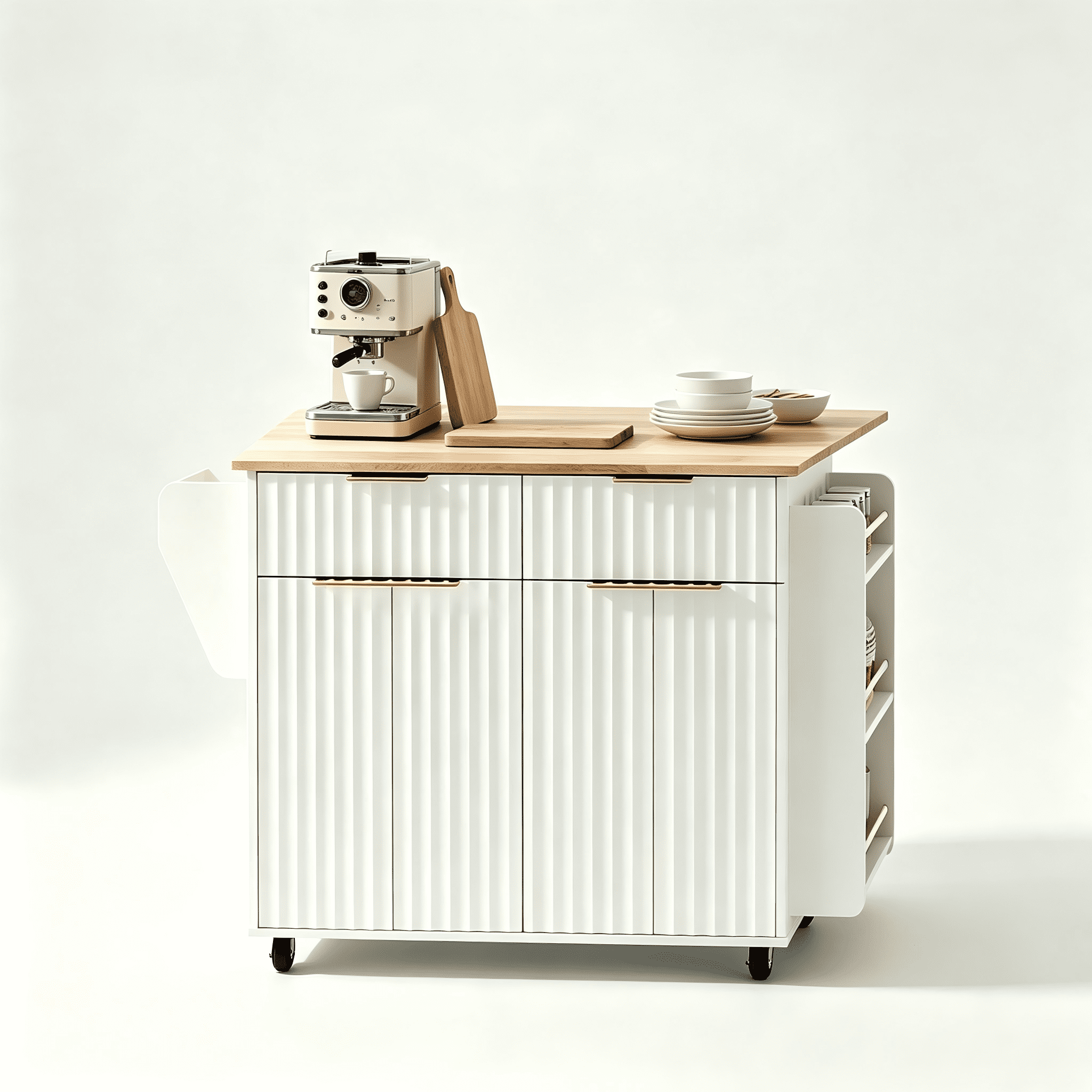 4-Door 2-Drawer Buffet Serving Cart with Bakelite Countertop and Champagne Gold Finish