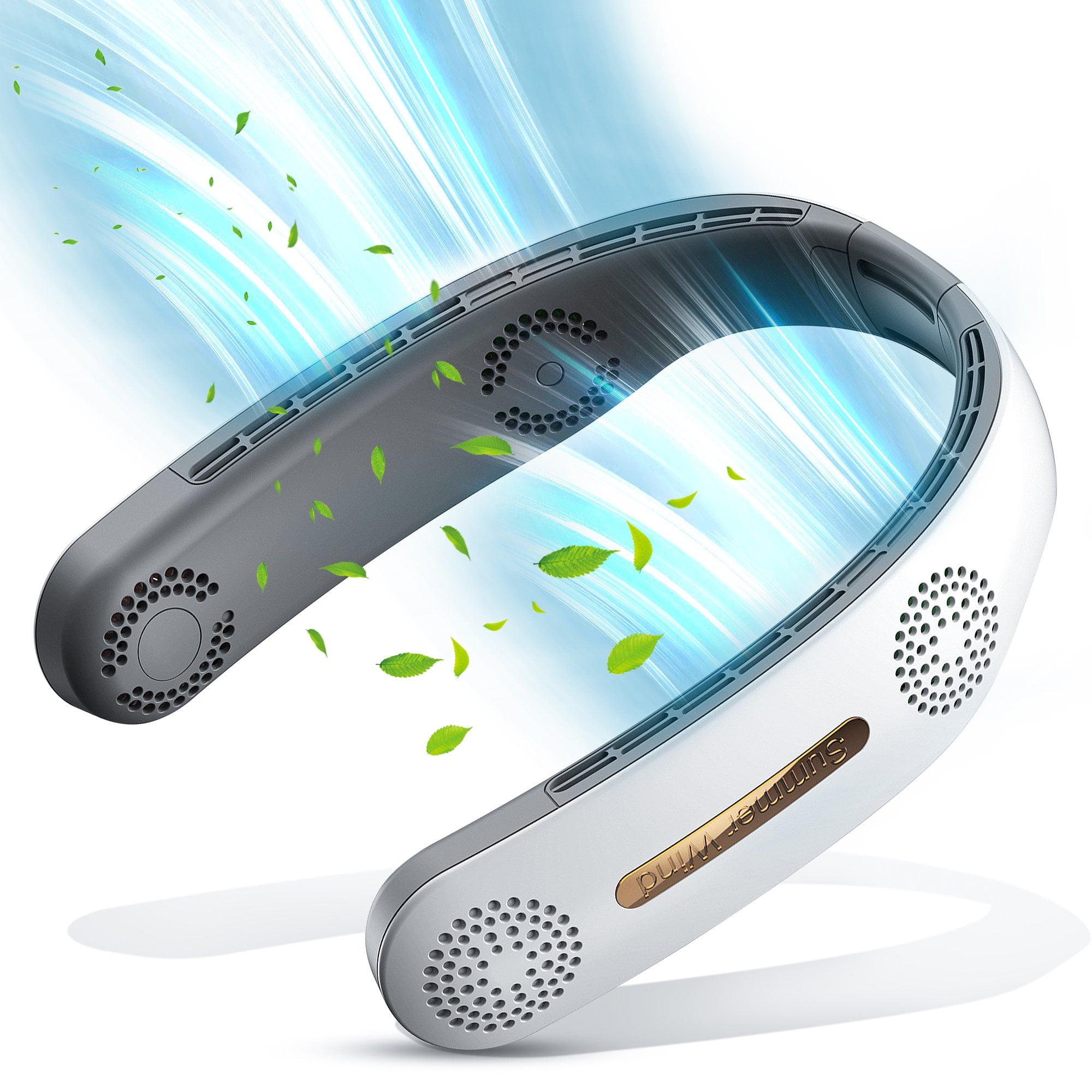 Portable Neck Fan, Hands Free Bladeless Neck Fan Portable Rechargeable 4000 mAh Wearable Personal Fan, Neck Fans for Women Men Kids Travel Outdoor Sports