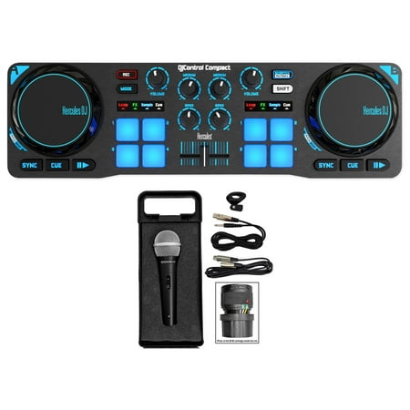 Hercules DJControl Compact USB 2-Deck DJ Controller Mixer+Free (Best Entry Level Dj Controller)