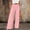 Pink women wide leg pants a1, variant on Cagogo Women Wide Leg Pants Cotton Linen Elastic Waist Casual Loose Long Trousers with Pockets Travel Lounge Solid Beach Clothes, Red S
