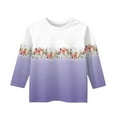 thumbnail image 3 of CCRFTGI Teen Girls Age 12 Tops Basic Crewneck Tween Girls Shirts Floral Graphic 3/4 Sleeve Shirt Spring Between Girls Clothes Light Purple 10-11 Years, 3 of 4