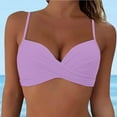 thumbnail image 2 of Plus Size Bikini Top Pink Women Swimwear Tops Full Coverage Bikini Top Push Up Swim Crop Top Tie Back Bathing Suit Tops Female Womens Bikini & Tankini Tops(Purple,L), 2 of 9