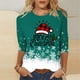 thumbnail image 1 of Fiudx Camisas de Mujer Camiseta con Estampado Navideño a La Moda para Mujer, Blusa con Mangas 3/4, Tops Informales con Cuello Redondo, 1 of 5