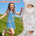thumbnail image 5 of ZIATUBLES Beach Vacation Print Girls Playsuit Kids Summer Casual Romper Button Ruffle Trim Elastic High Waist Round Neck Jumpsuit Shorts Clothes with Pockets for 9-10 Y, 5 of 6