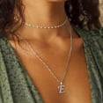 thumbnail image 3 of Juwaliy Collar de Letra para Mujer E Dije 925 Plata de Ley Inicial con Brillo Monograma Alfabeto Dije Personalizado Nombre Joyería Regalo para Madre Esposa Hija, 3 of 9