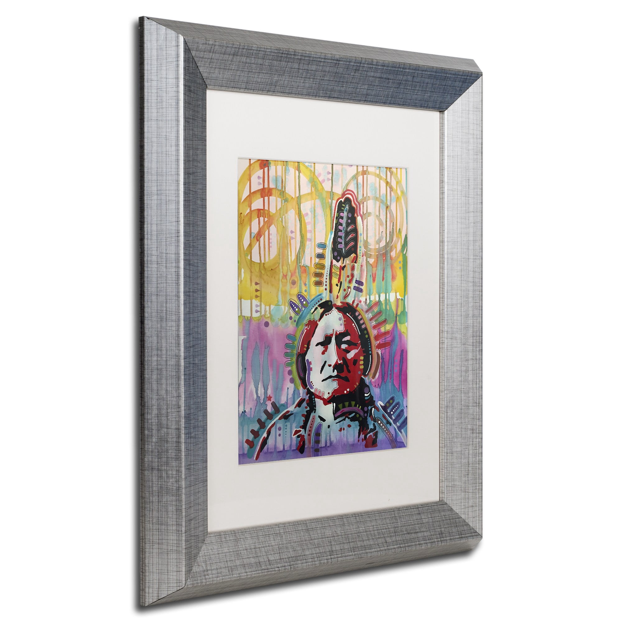 Trademark Fine Art "Sitting Bull 2" Canvas Art by Dean Russo, White Matte, Silver Frame