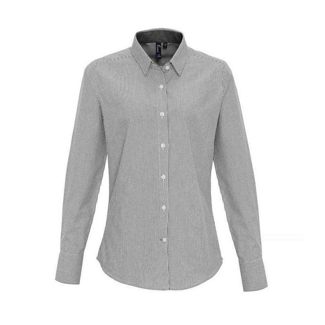 Premier Chemise Habillée Oxford à Rayures à Manches Longues pour Femmes