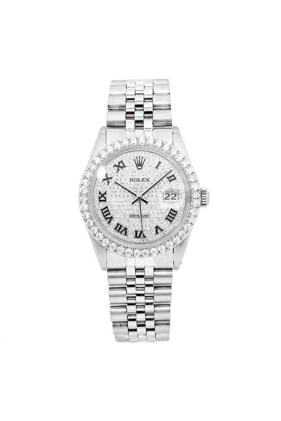 Pre-Owned Rolex Datejust 16014 36MM White Diamond Dial With Stainless Steel Bracelet
