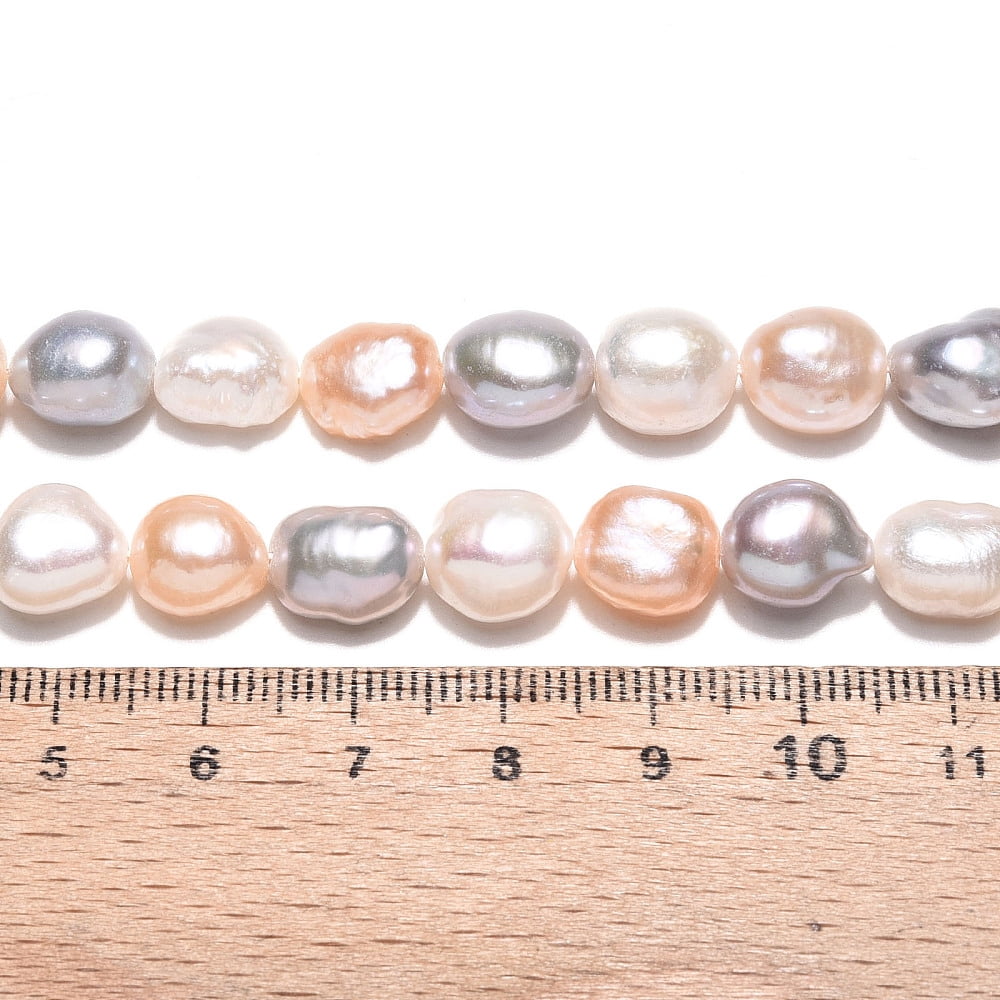Natural Cultured Freshwater Pearl Beads Strands Two Sides Polished Mixed Color 8.5~13x7.5~10x5~8.5mm Hole: 0.6mm about 17~18pcs/strand