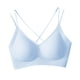 thumbnail image 2 of Bralettes con relleno Camiseta Sujetador Bralettes con cuello en V Sujetadores suaves sin aros Sujetador diario Azul, 2 of 8