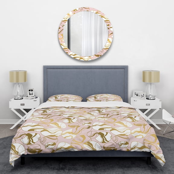 Designart 'Golden Marble II' Mid-Century Modern Duvet Cover Set
