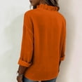 thumbnail image 6 of CIENVNSTG Women's Ruffled Collar Blouses Dressy Boho Casual Ruffle V Neck Long Sleeve Dress Shirt Loose Fit Tops Orange M, 6 of 6