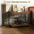 thumbnail image 3 of Cofiyard Dog Crate Furniture, 47" Wooden Dog Kennel Indoor with Sliding Front Door, Multi-Side Openings & Feeding Window Pet Cage House, Brown End Table, L, 3 of 5
