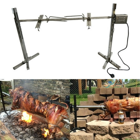 Bestller Stainless Steel Large Charcoal Grill 150 Ib Capacity Campfire Rotisserie Spit Roaster Rod BBQ Pig Chicken 15W Motor Camping Kit Grill Cookware Outdoor