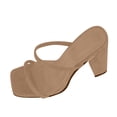 thumbnail image 2 of Zapatos de moda para mujer Sandalias sin cordones de color sólido informales con punta cuadrada Zapatillas de tacón alto de verano Wmkox8yii hj789, 2 of 3