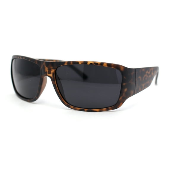 Mens Classic 90s Mad Dog Gangster Narrow Rectangle Plastic Sunglasses Matte Tortoise - Black