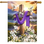 Briarwood Lane Easter Sunrise Cross House Flag