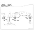 thumbnail image 2 of Kingston Brass KS5538PL Vintage Two-Handle Deck Mount Roman Tub Faucet, Brushed Nickel, 2 of 4