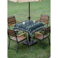 thumbnail image 5 of Square Outdoor Tablecloth with Umbrella Hole Boho Teal Floral Outside Table Cloth Waterproof Patio Table Cover Farmhouse Ethnic Tribe Zipper Tablecloths for Picnic Party Camping 60x60 Inch, 5 of 8