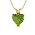 thumbnail image 2 of 2.0 ct Brilliant Heart Cut Solitaire Natural Peridot 18K Yellow Solid Gold Everyday Affordable Designer Necklace Pendant with 18" Chain, 2 of 7
