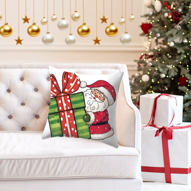 Christmas Themed Festival Living Room Decoration Soft And Skin Friendly Digital Color Printing Peach Skin Velvet Pillowcase