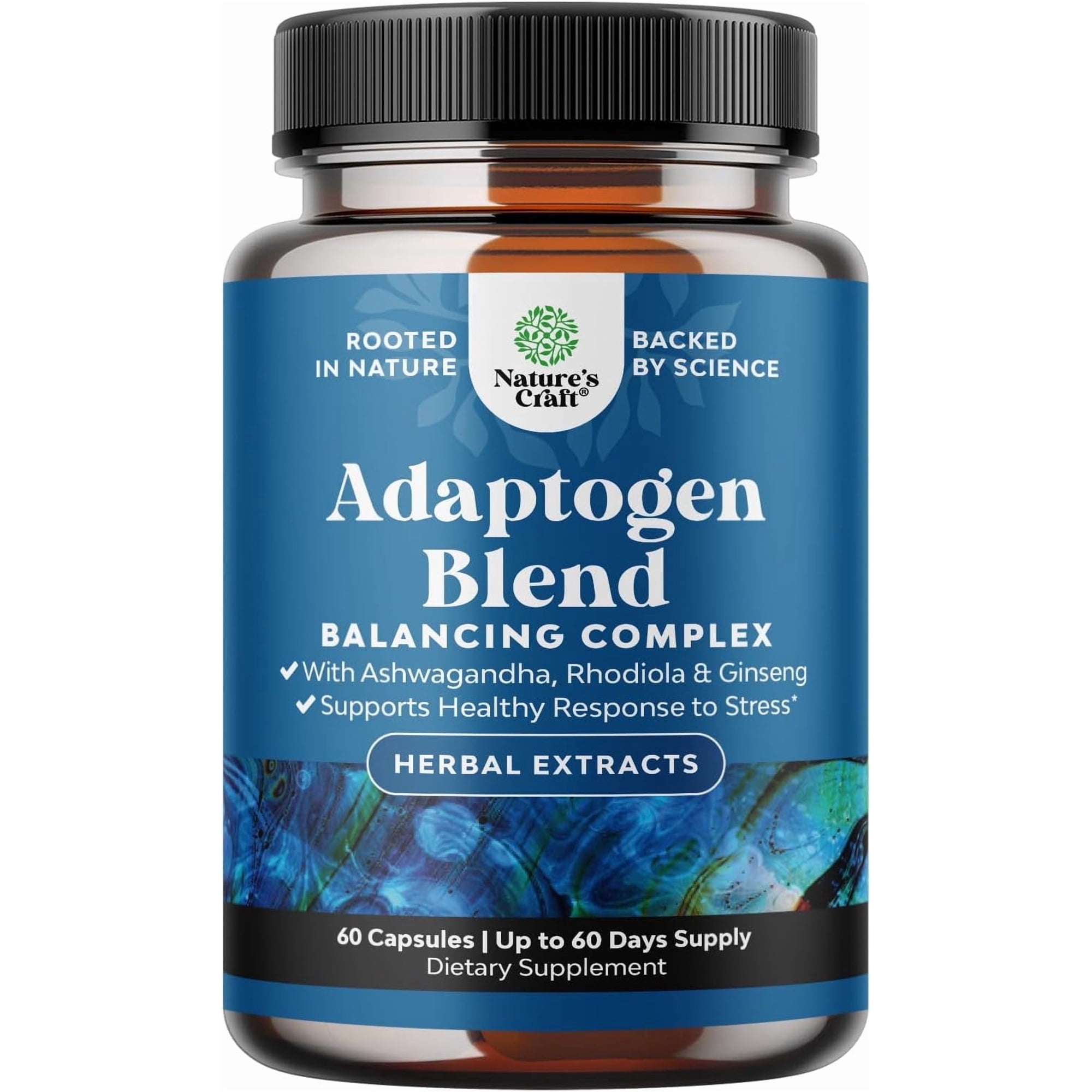 Natures Craft Herbal Adaptogenic Mood Support Supplement for Stress & Cortisol Management, 60 Ct