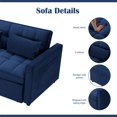 thumbnail image 6 of Gewnee 55'' Modern Convertible Velvet Sofa Bed with Pull-Out Twin Bed, Adjustable Backrest for Living Room, Office (Blue), 6 of 10