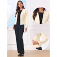 thumbnail image 2 of DARING DIVA Women's Collarless Business Outfits Open Front Suit Blazer L Beige, 2 of 6