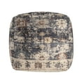 thumbnail image 2 of LR Home Charleston Navy Blue/Beige Floral Medium Square Indoor Pouf, 18"H x 18"W, 2 of 7