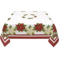 thumbnail image 2 of Christmas Tablecloth Square 60x60 Inch Red White Poinsettia Floral Table Cloth,Stain Resistance Winter Flower Xmas Table Covers for Kitchen Dining,Small Tablecloth for Party Picnic, 2 of 6