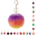 thumbnail image 2 of Pom Pom Keyring Faux Fur Decorative Fuzzy Ball Keychain Bag Charm for Women, 2 of 10