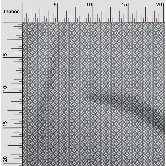 oneOone Cotton Poplin Fabric Diamond & Chevron Ikat Decor Fabric Printed BTY 56 Inch Wide