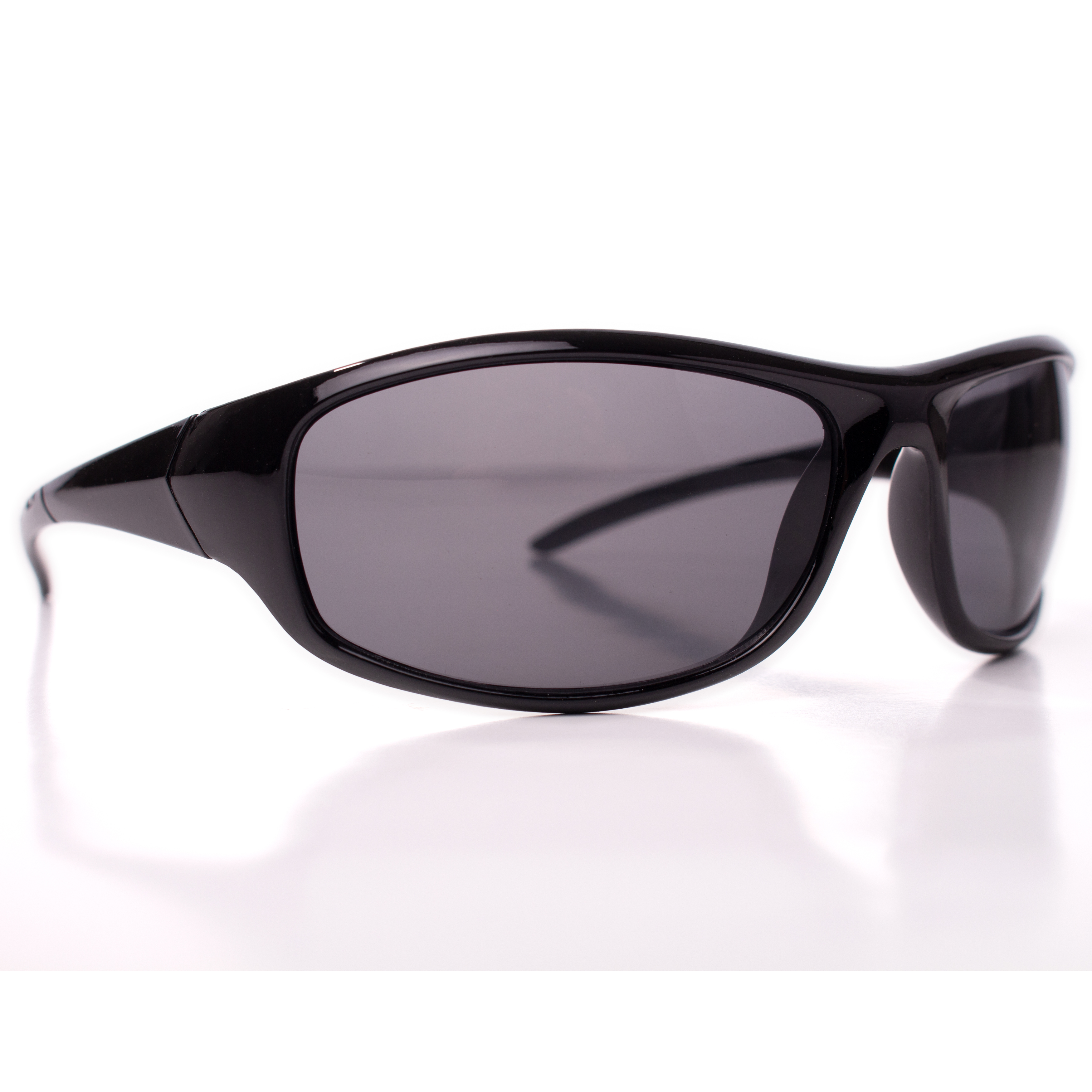 Men's Driving Wrap Sport Sunglasses, Black Oval Lens, Gloss or Matte Black Frame - image 1 of 3