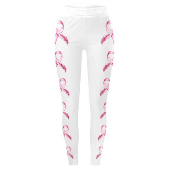 Leggings For Women Breast Cancer Awareness Pink Ribbon Graphic Breathable Seamless Casual Buttery Soft Leggings
