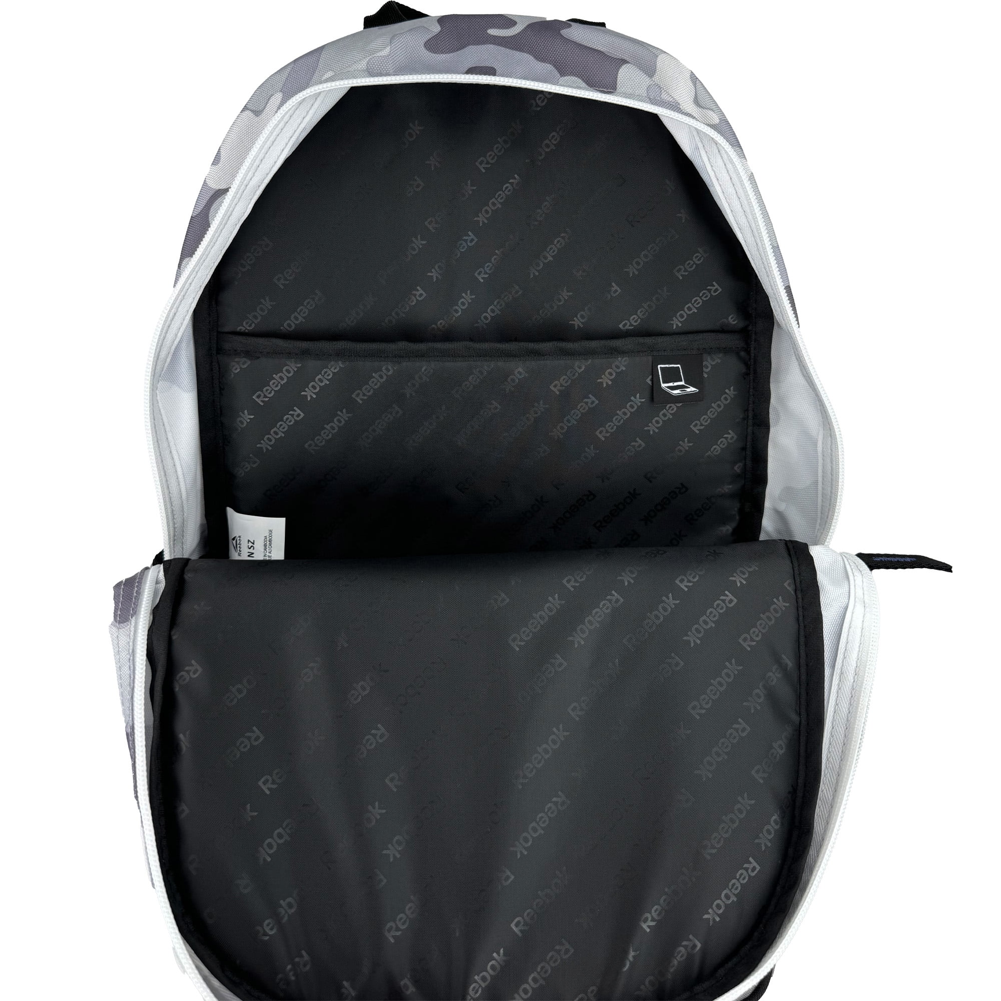 Reebok Boys' Riley 17" Laptop Backpack with Lunch Box Set, 2-Piece, Light Grey Camo