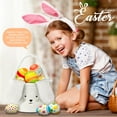 thumbnail image 3 of Easter Basket, Bunny Easter Baskets with Cute Rabbit Ears Stripe, Easter Gift Baskets (Plush-White), 3 of 12
