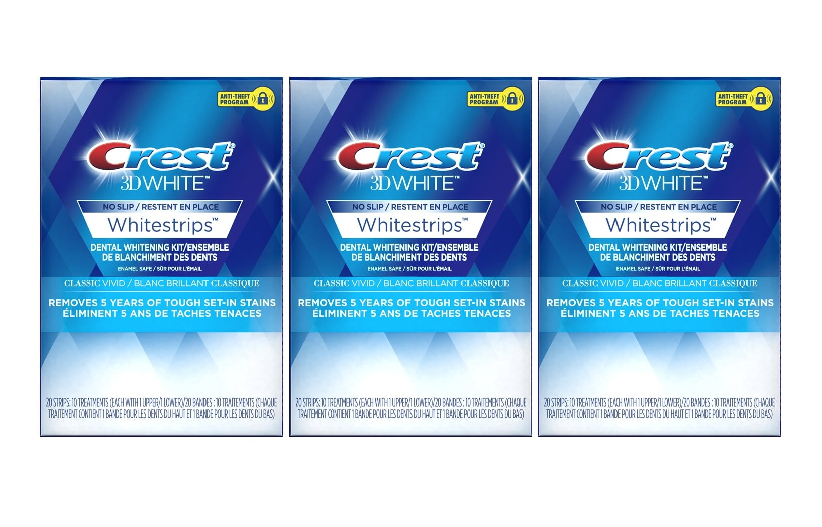 Crest 3D White Classic Vivid Dental Whitening No Slip Whitestrips, 20