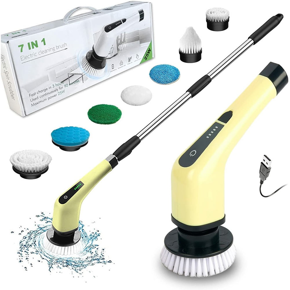 Electric rotary scrubber, Cordless cleaning brush with 7 replaceable