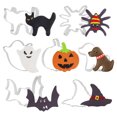 thumbnail image 1 of Juego de cortadores de galletas de Halloween: juego de cortadores de galletas de acero inoxidable con forma de calabaza, fantasma, murciélago y gato para decoraciones de fiesta de comida de Halloween, 1 of 5