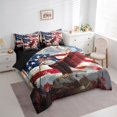 thumbnail image 3 of Feelyou Kawaii Eagle Child Bedding Comforter Set 7 Pieces, Independence Day Full Bedding Set, Retro American Flag Reversible Fitted Sheet Flat Sheet, Breathable Home Decor, 3 of 8