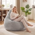 thumbnail image 5 of Costway Bean Bag Chair for Adults with Skin-friendly Corduroy Cover & Soft Sponge Filling Light Gray, 5 of 11